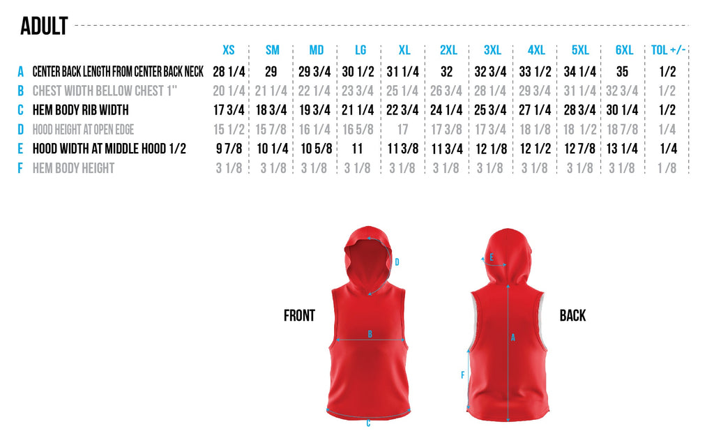 Adult Size Chart